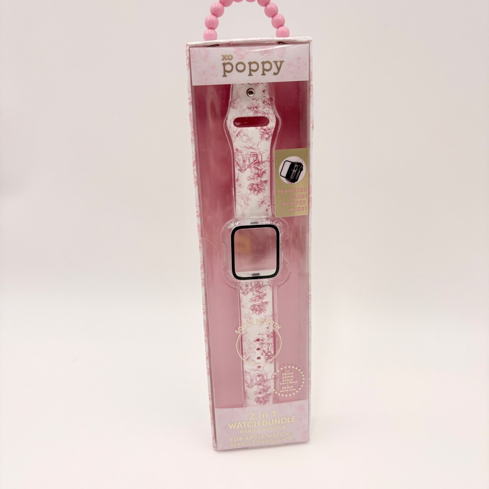 XO Poppy Pink Toile Apple Watch Band and Bumper Bundle 38mm 40mm 41mm NEW